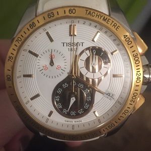 Tissot Veloci-T White and Gold Watch